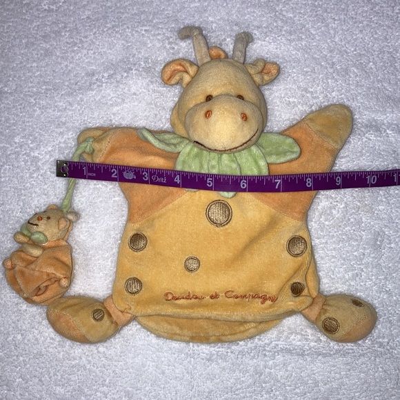 DOUDOU ET COMPAGNIE GIRAFFE PUPPET COMFORTER SNUGGLE BLANKET BABY ORANGE CUTE - Picture 3 of 7